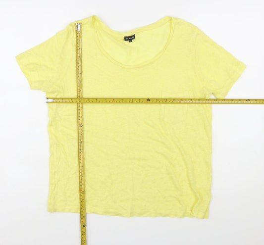 Jaeger Womens Yellow Cotton Short Sleeve Basic T-Shirt M