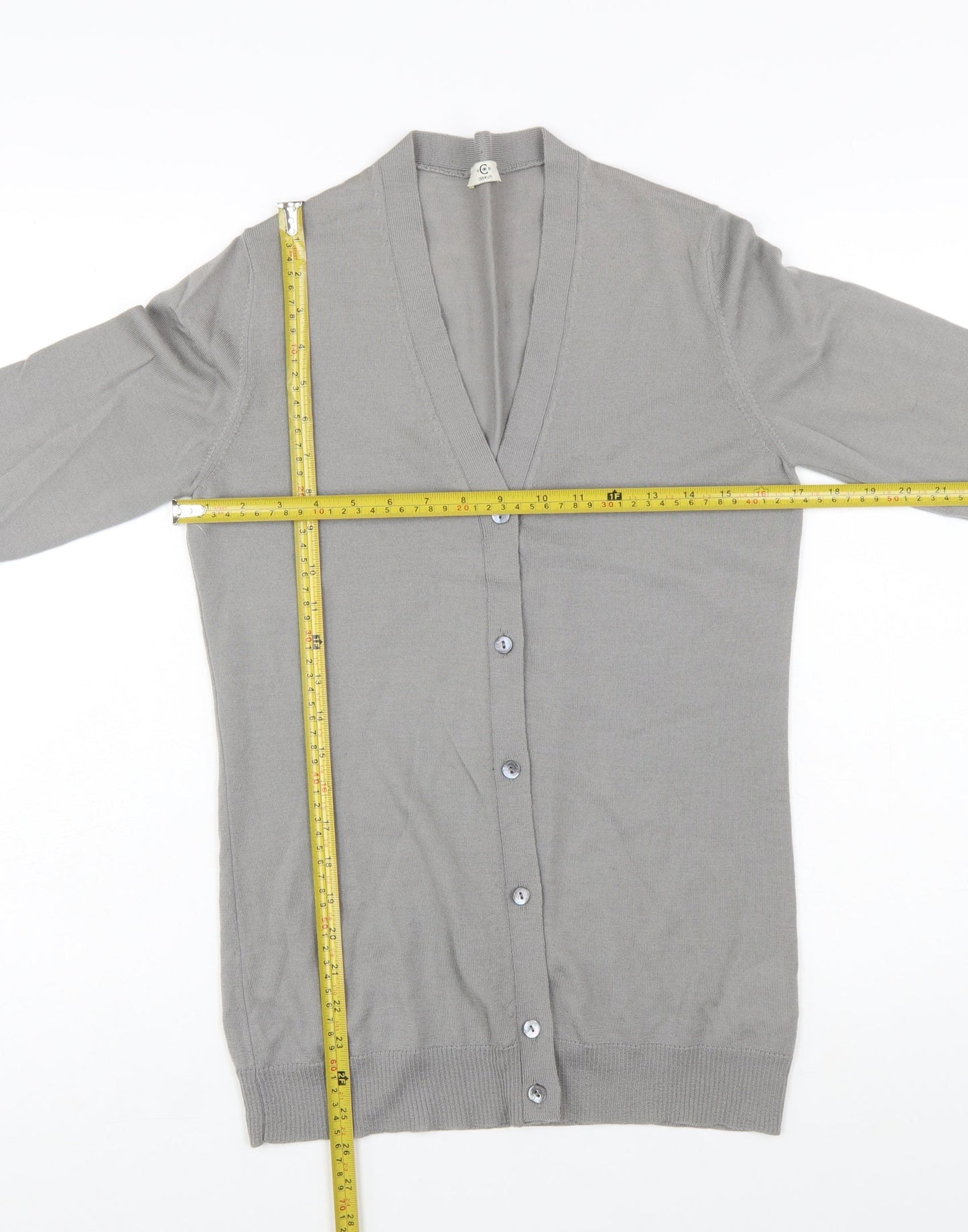 Cerruti Women Grey Merino Wool V-Neck Cardigan L