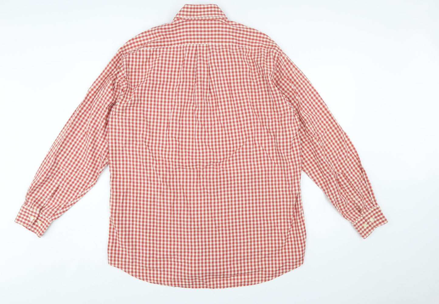 OldRiver Men's Red Check Long Sleeve Cotton Button-Up Shirt L