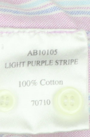 Cotton Traders Men’s Purple Striped Short Sleeve Button-Up Shirt XL