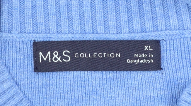 Marks and Spencer Women’s Blue Mock Neck Relaxed Knit Jumper XL