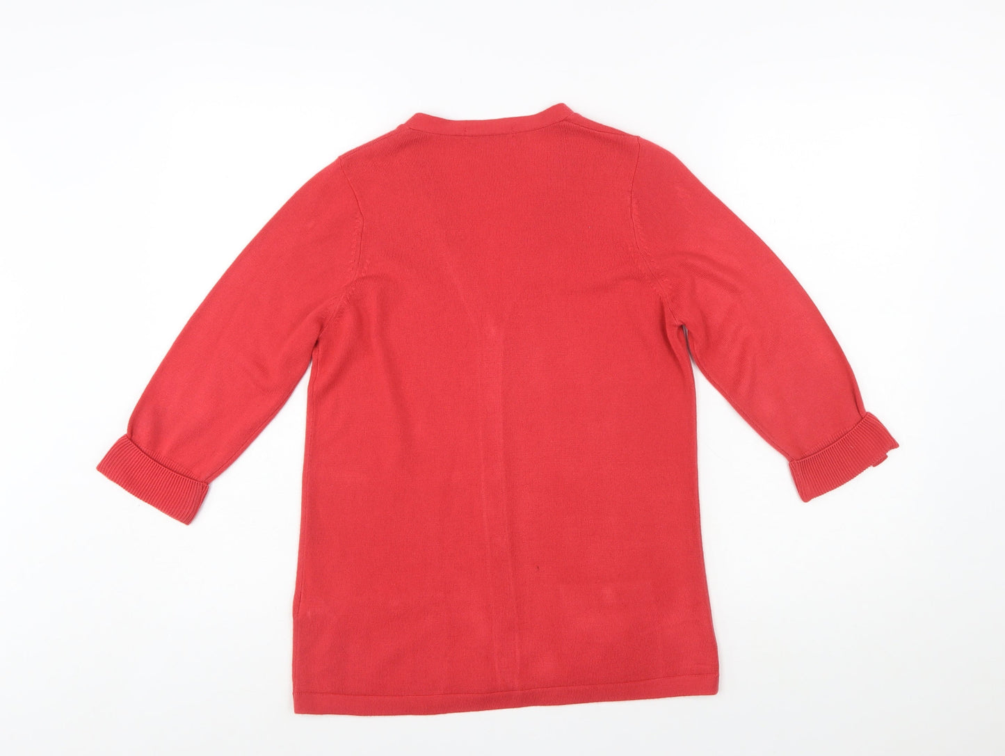 Marks and Spencer Women Red V-Neck 3/4 Sleeve Button Cardigan Size 10