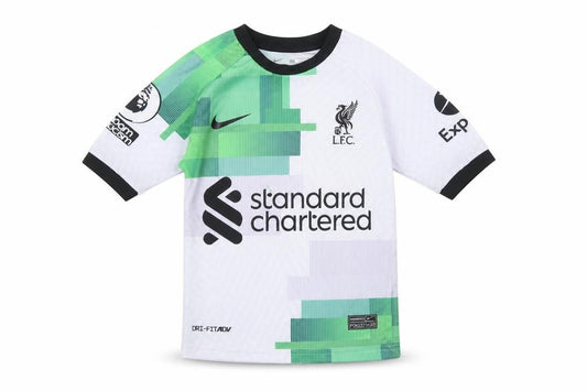 Nike Boys Liverpool FC White Green Football Shirt Size 6 Years Dri-FIT