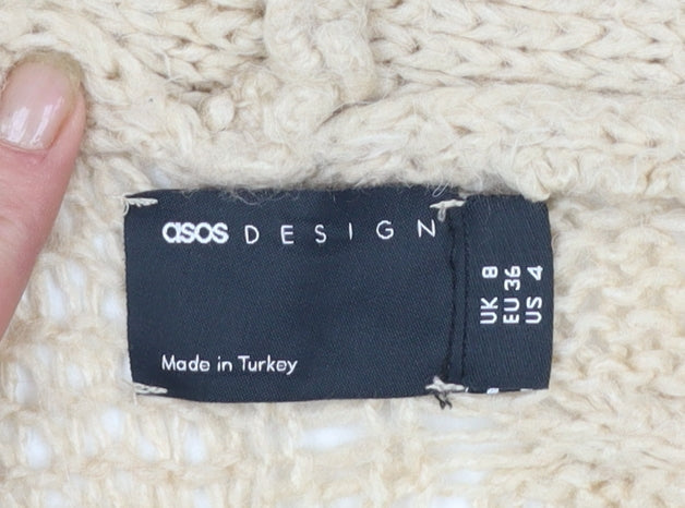 ASOS Design Women's Beige Cable-Knit V-Neck Cardigan UK 8