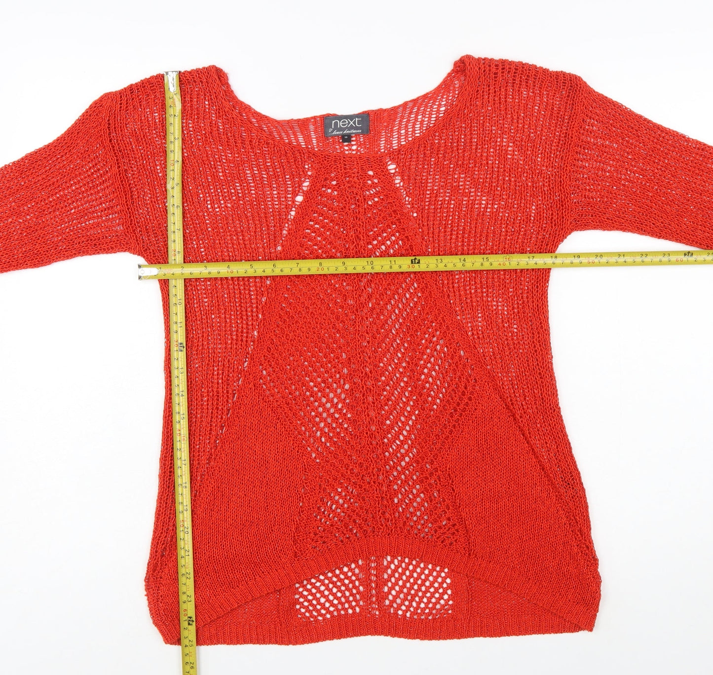 Next Women’s Red Open-Knit Pullover Jumper Size 10