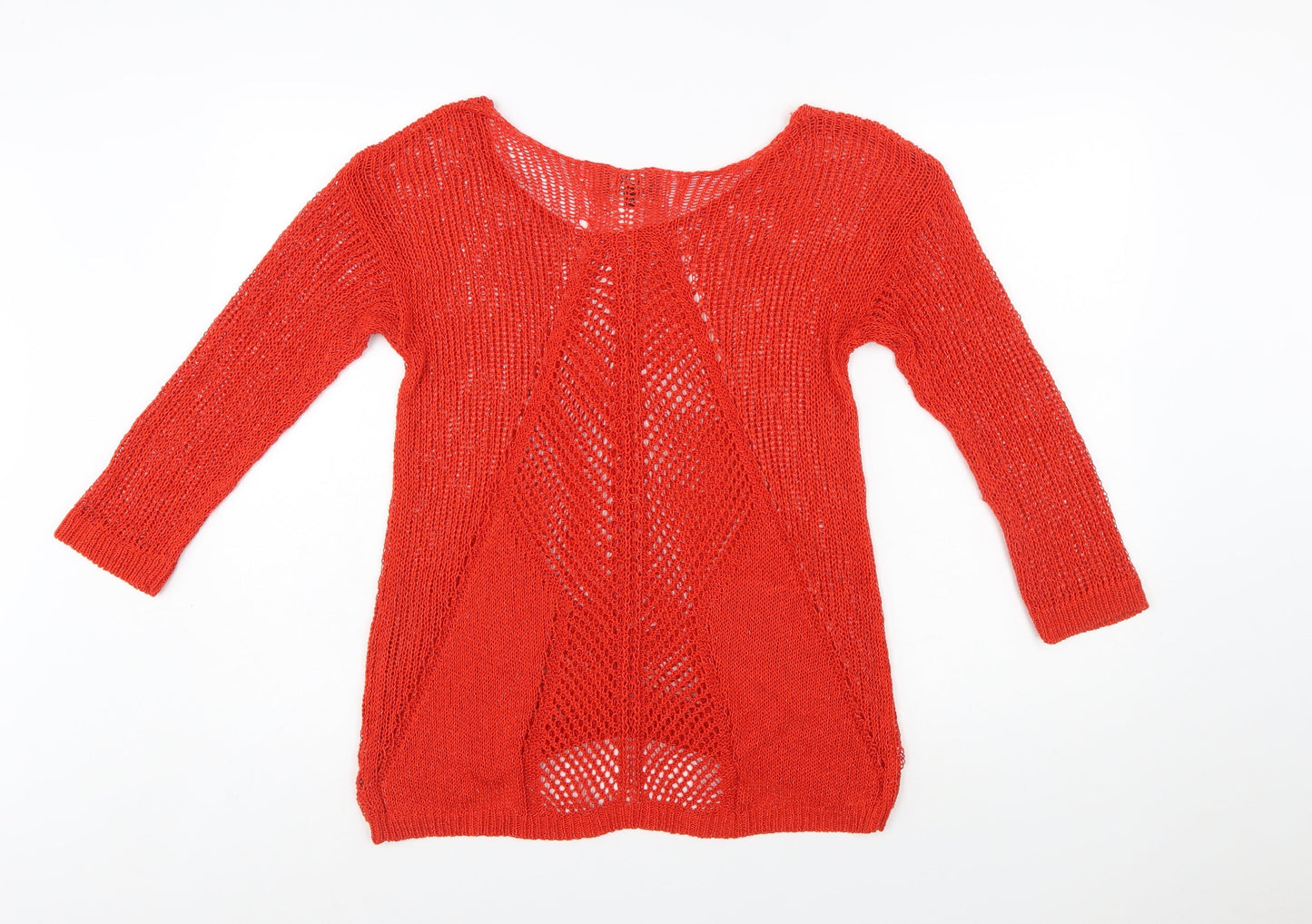 Next Women’s Red Open-Knit Pullover Jumper Size 10