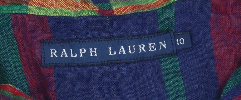 Ralph Lauren Women's Multicoloured Linen Button-Up Shirt Size 10