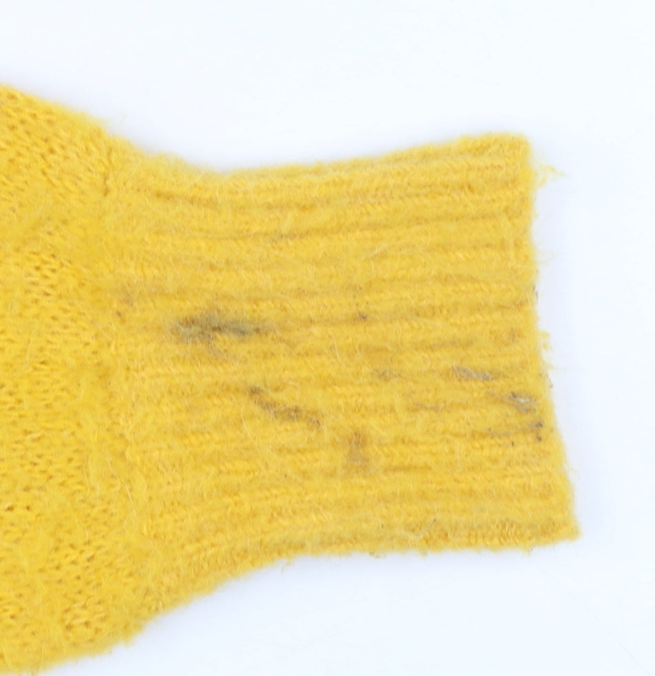 John Lewis Women Yellow V-Neck Cardigan Size 12 Wool Alpaca Blend