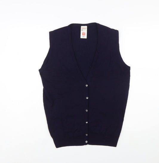 Marks and Spencer Women's Blue Lambswool Sleeveless Cardigan Size 14
