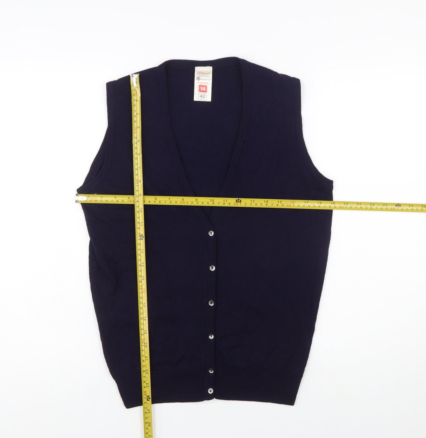 Marks and Spencer Women's Blue Lambswool Sleeveless Cardigan Size 14