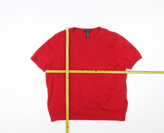 Lands' End Women's Red Short Sleeve Cotton Knit Jumper L Petite
