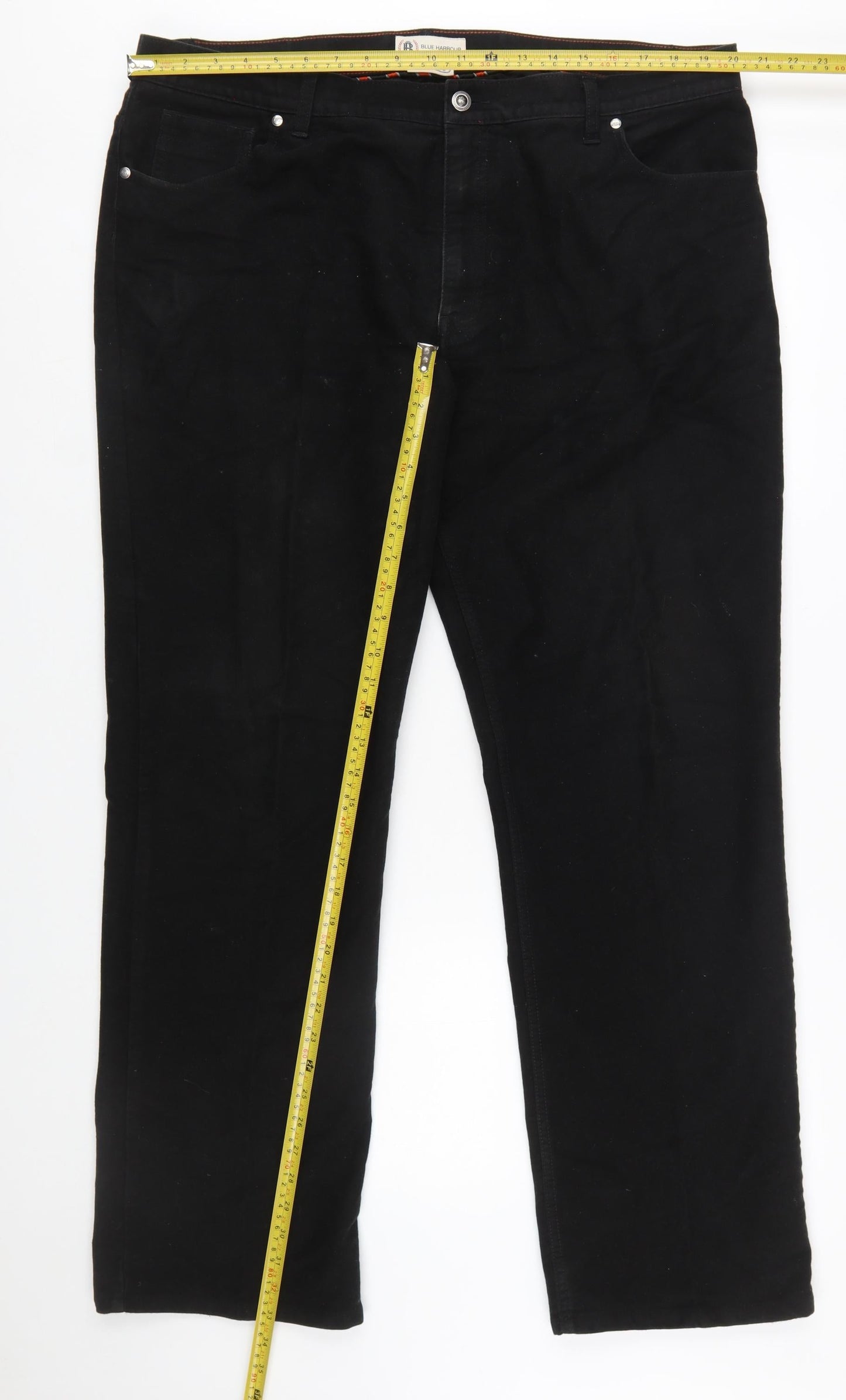 Marks and Spencer Blue Harbour Men's Black Straight Jeans 42W 33L Regular Fit