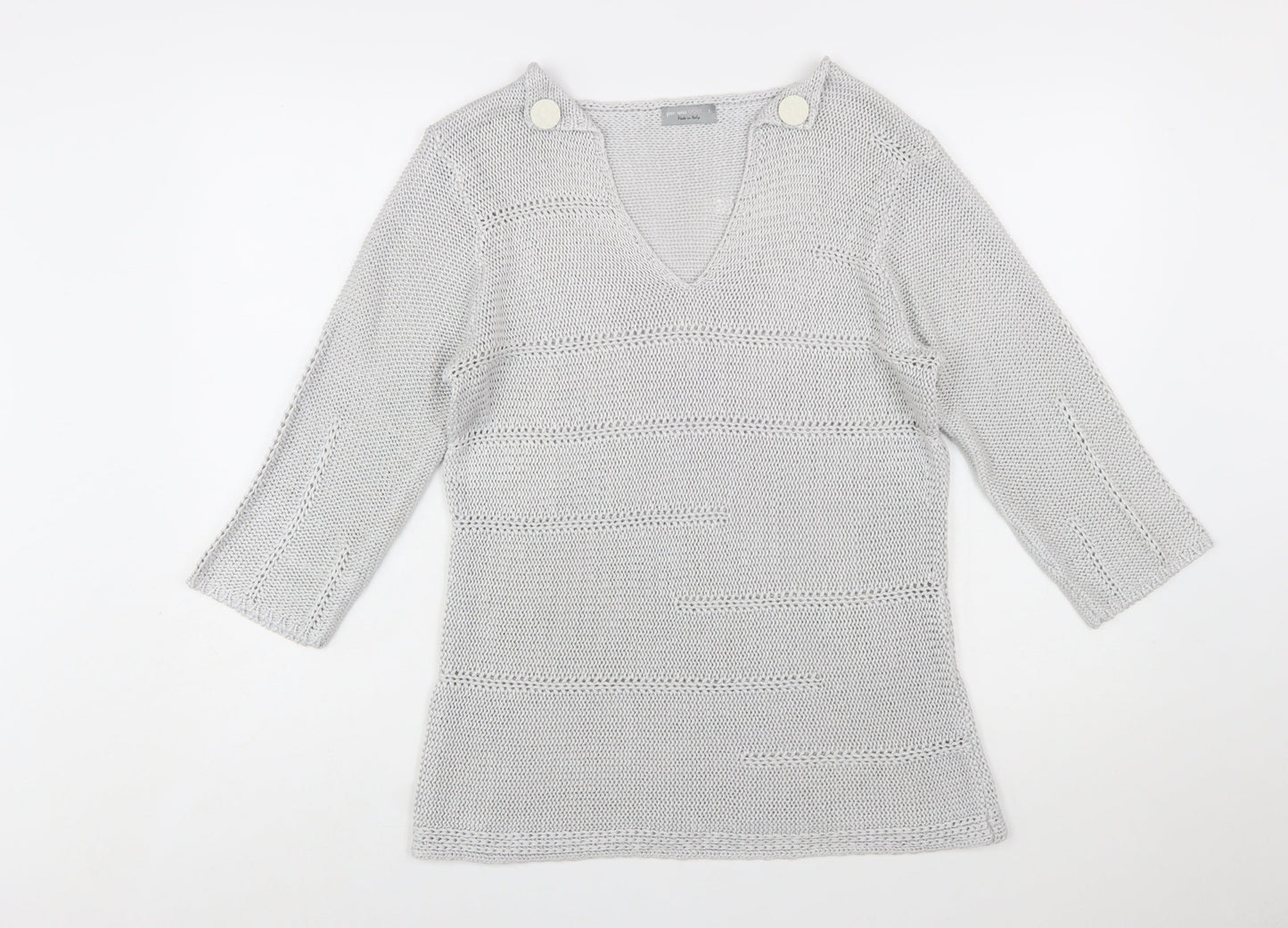 Marks and Spencer Per Una Women’s Grey L V-Neck Knit Jumper