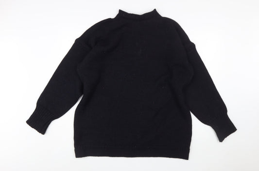 Channel Jumper Men's Black Wool Mock Neck Pullover Jumper M