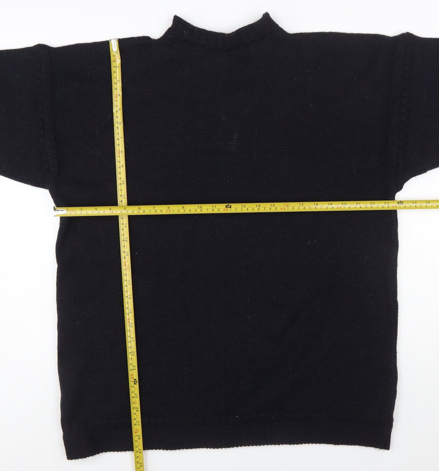 Channel Jumper Men's Black Wool Mock Neck Pullover Jumper M