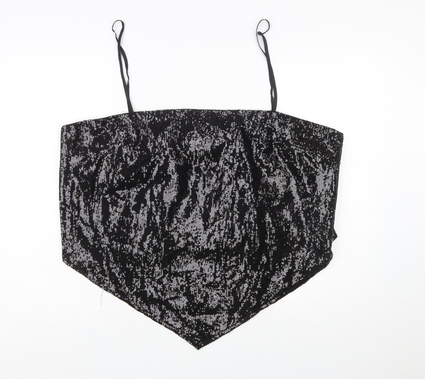 PrettyLittleThing Women Black Plus Size 26 Sequin Velvet Camisole Top