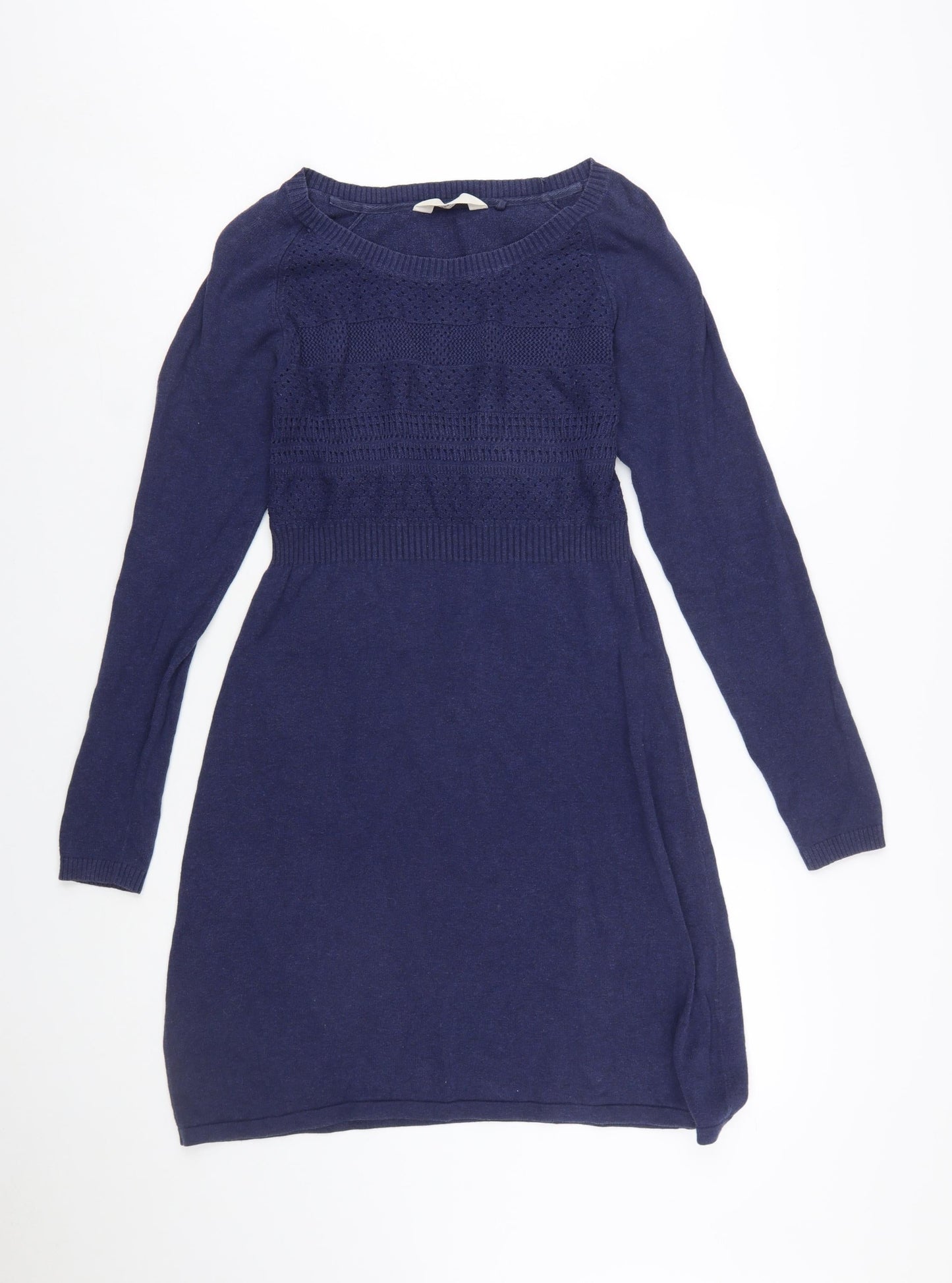 Fat Face Women’s Blue Knit Jumper Dress Size 12 Long Sleeve