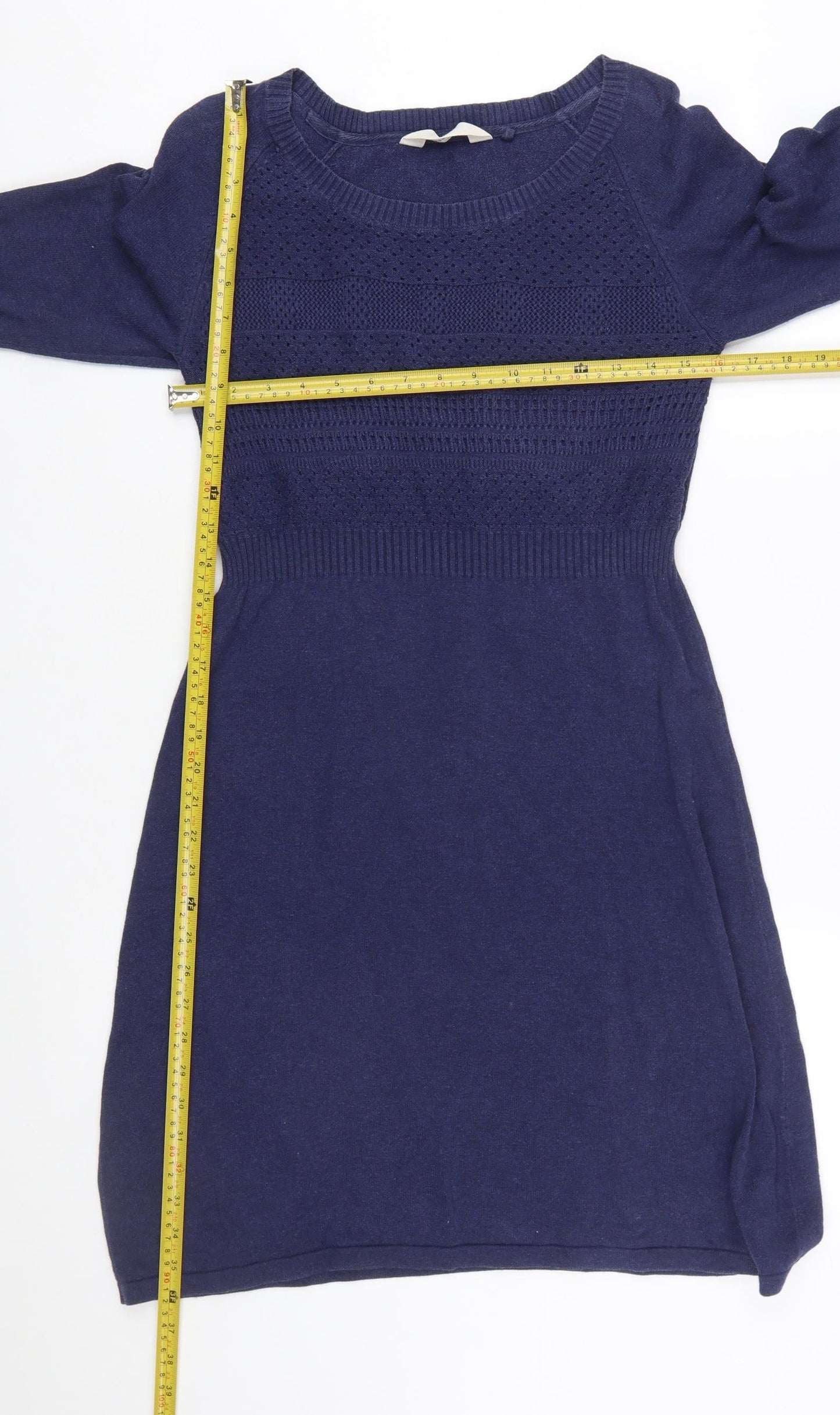 Fat Face Women’s Blue Knit Jumper Dress Size 12 Long Sleeve
