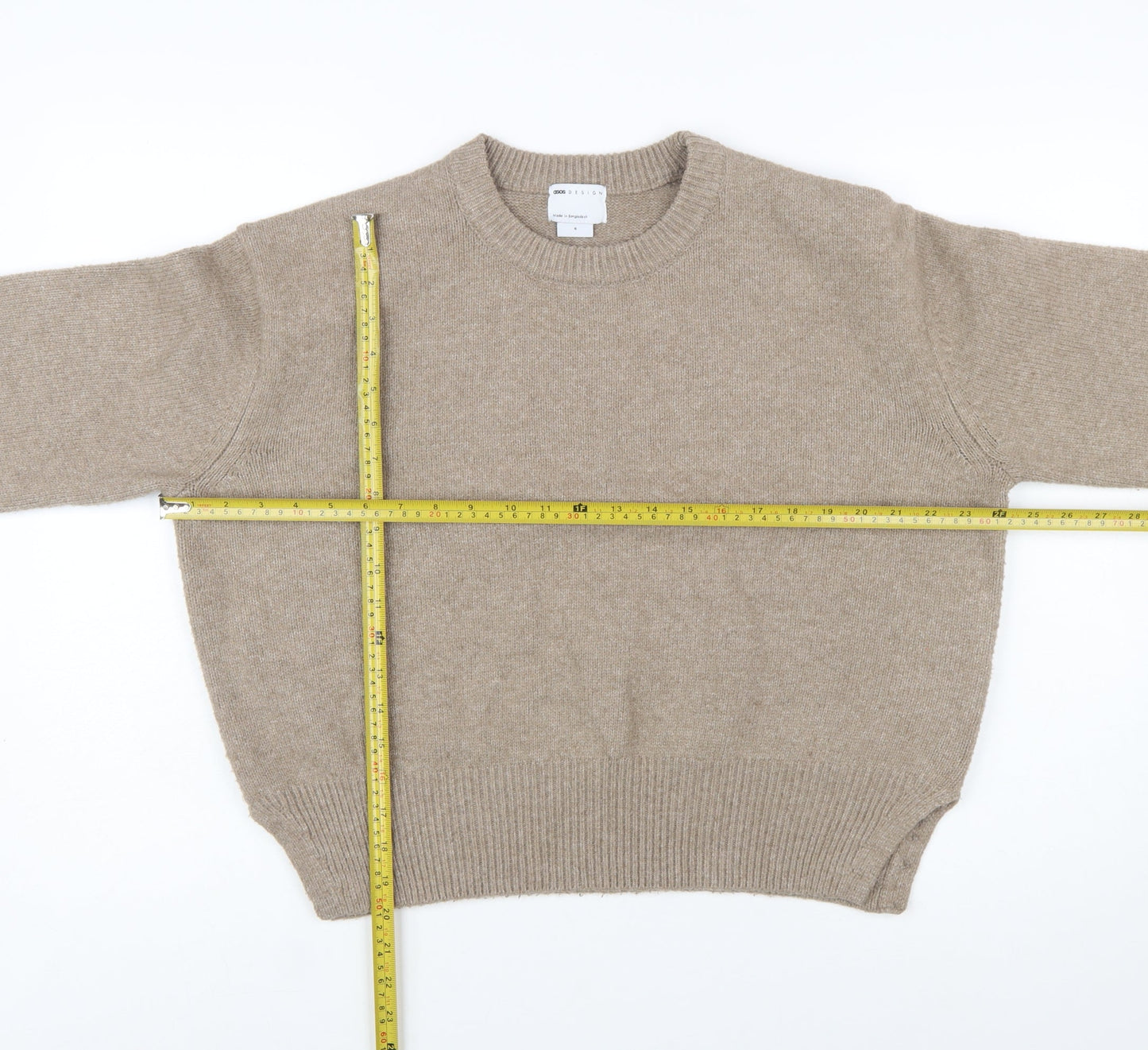 ASOS DESIGN Women’s Beige Crew Neck Knit Jumper Size S 8-10