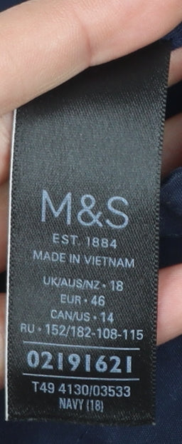 Marks and Spencer Women Blue Hooded Parka Jacket Size 18