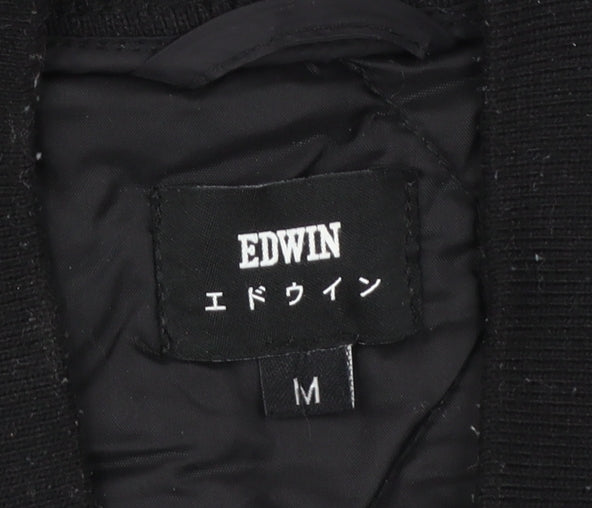 Edwin Men’s Black Quilted Nylon Zip Jacket Size M Casual