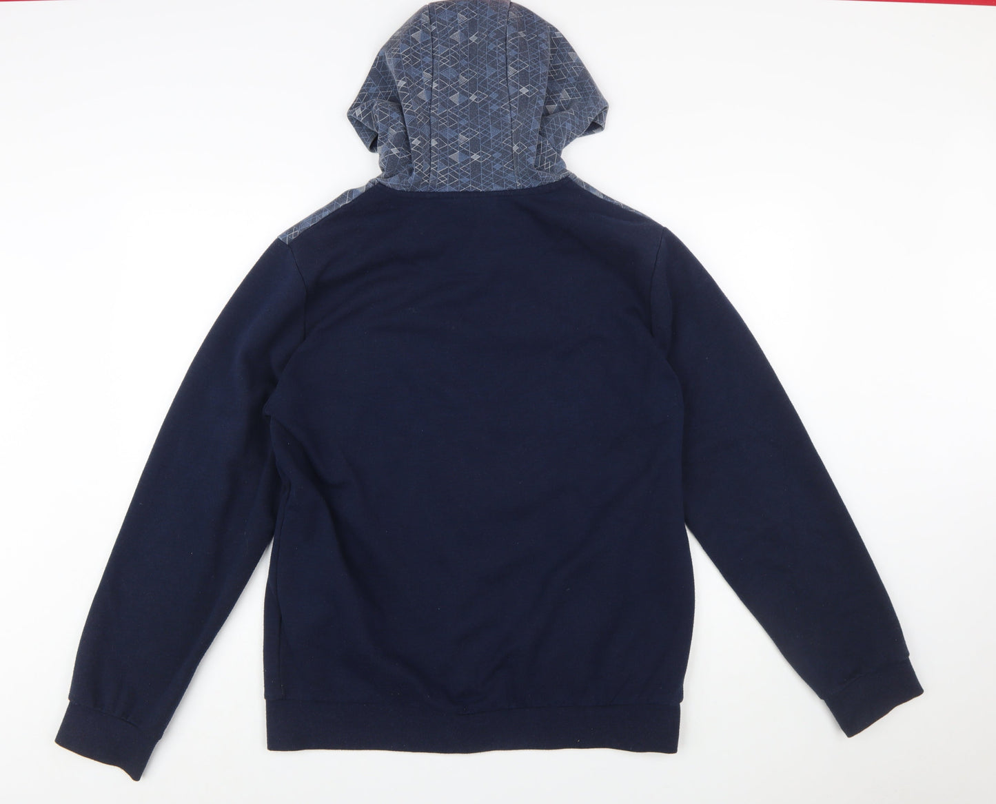 Pierre Cardin Mens Blue Full Zip Hoodie L Geometric Sport Style