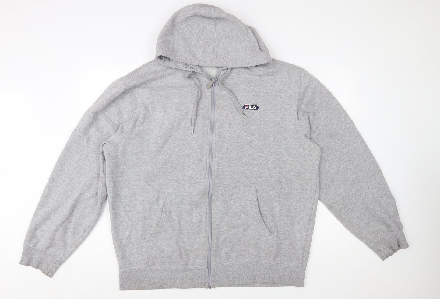 FILA Men's Grey 2XL Full Zip Fleece Hoodie with Logo