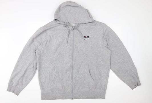FILA Men's Grey 2XL Full Zip Fleece Hoodie with Logo
