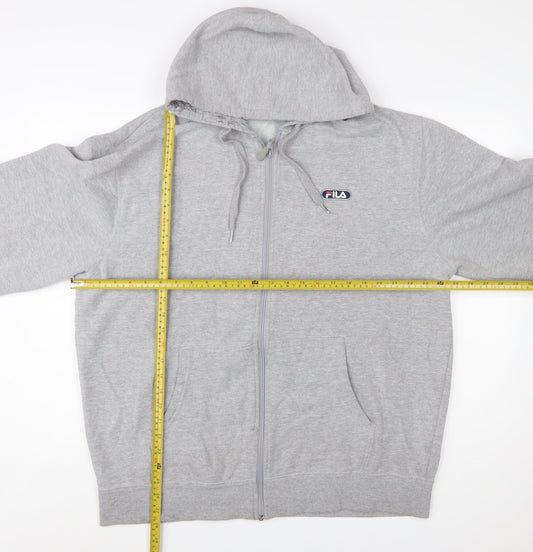 FILA Men's Grey 2XL Full Zip Fleece Hoodie with Logo