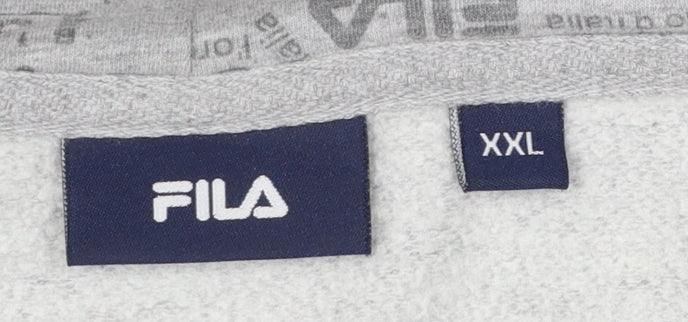 FILA Men's Grey 2XL Full Zip Fleece Hoodie with Logo