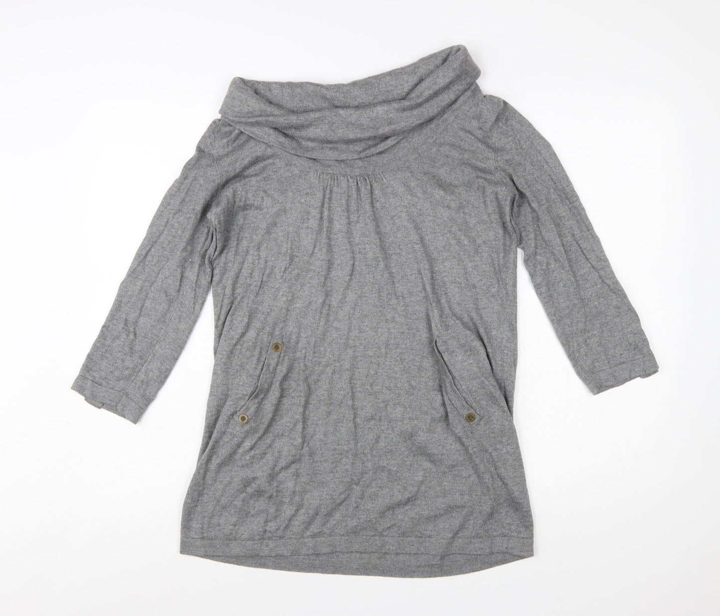 Wallis Women's Grey Cowl Neck Tunic Jumper Size 14