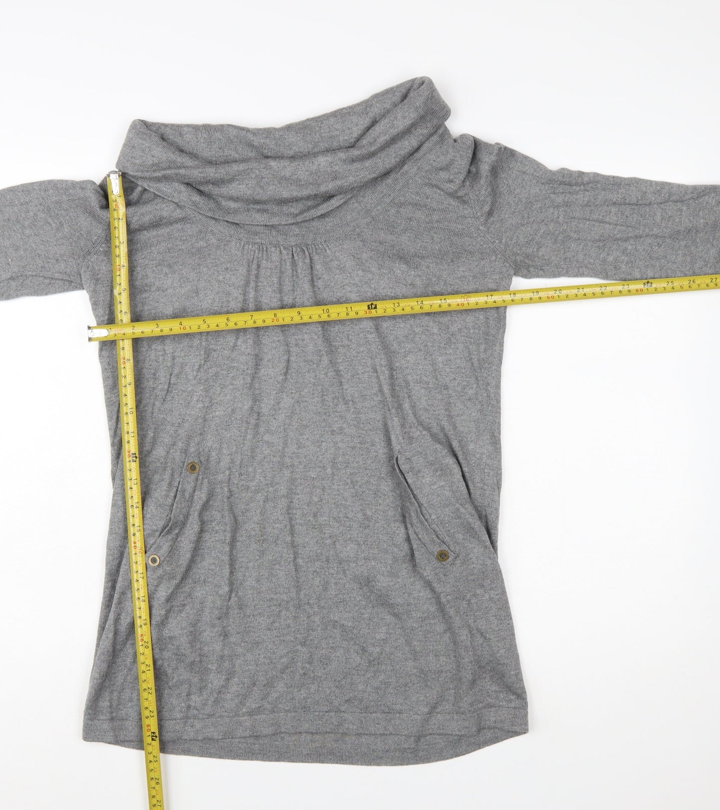 Wallis Women's Grey Cowl Neck Tunic Jumper Size 14