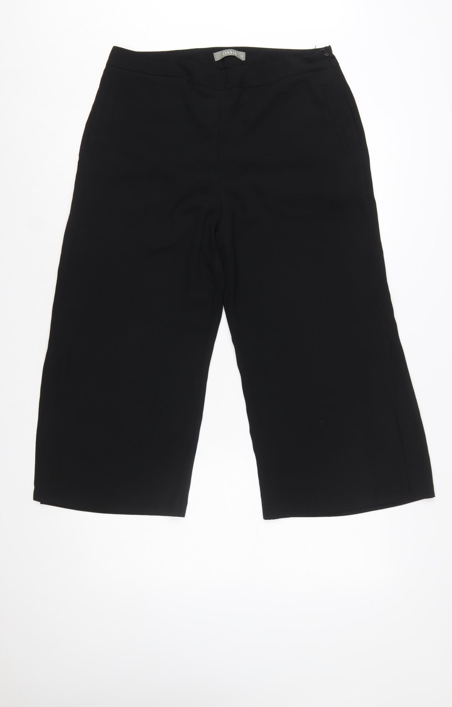 Oasis Women’s Black Cropped Wide-Leg Tailored Trousers Size 12