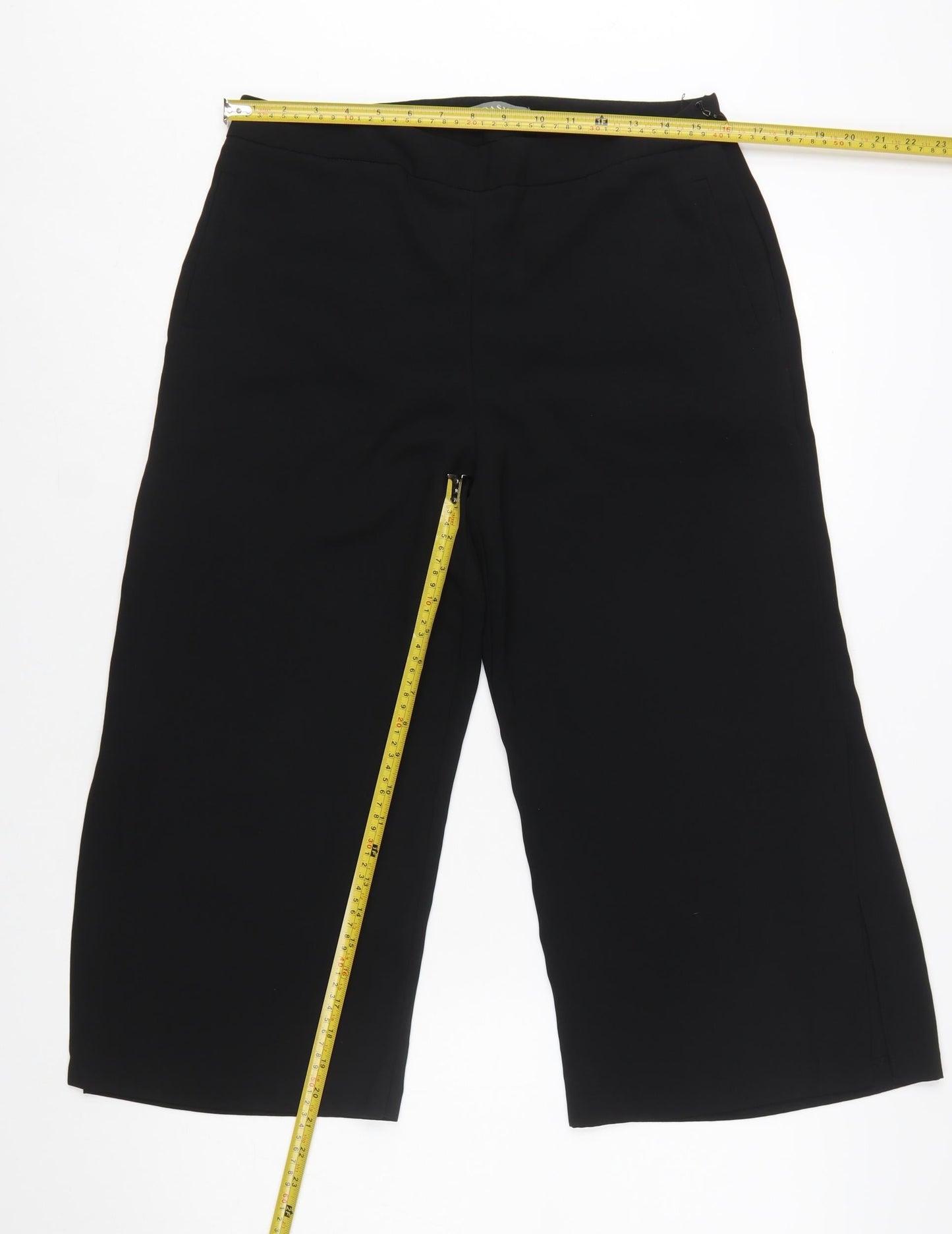 Oasis Women’s Black Cropped Wide-Leg Tailored Trousers Size 12