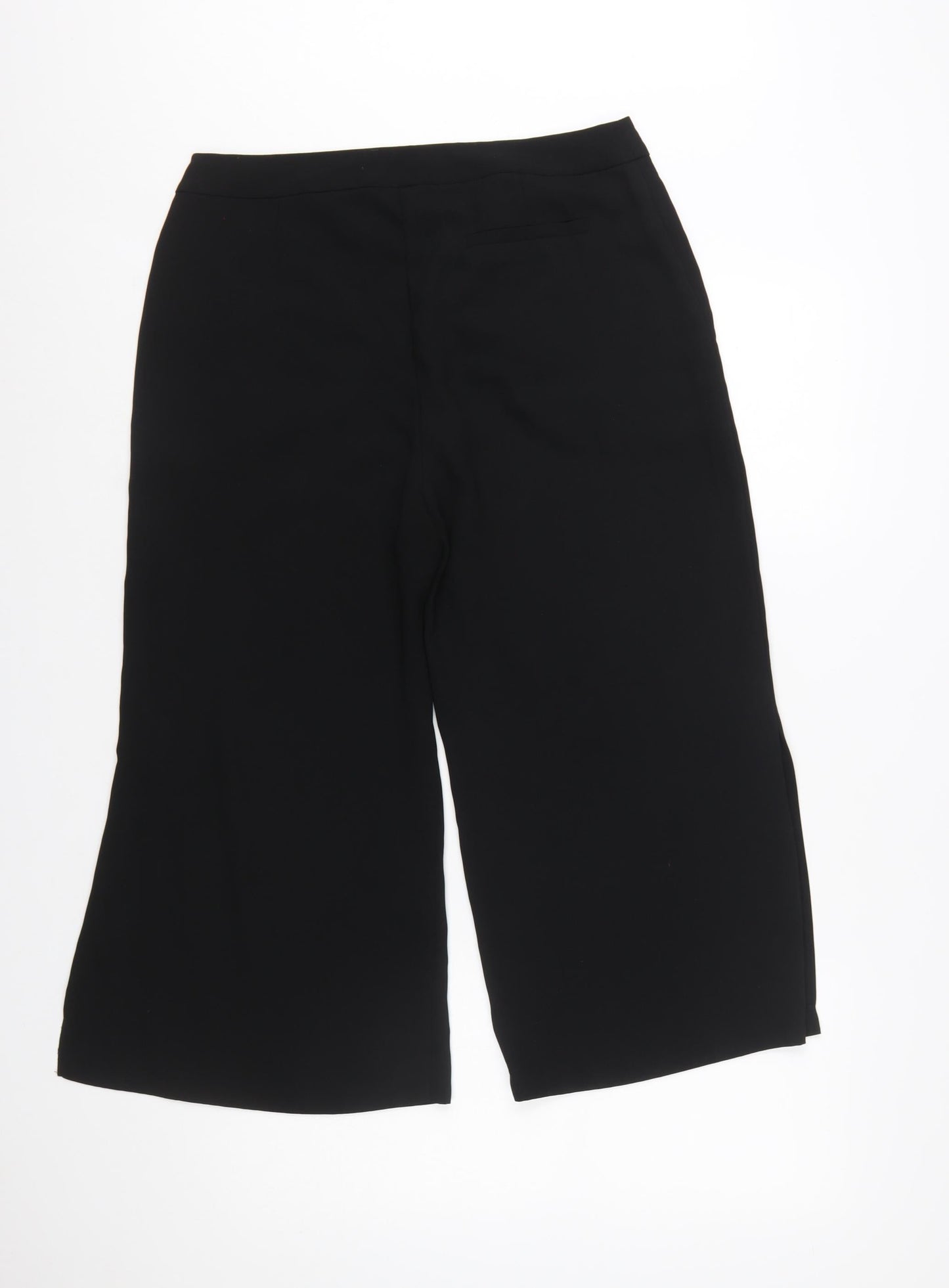 Oasis Women’s Black Cropped Wide-Leg Tailored Trousers Size 12