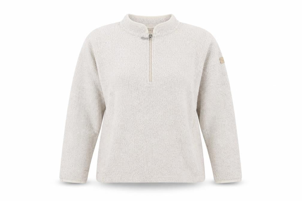 Weird Fish Women's Ivory 1/4 Zip Knit Sweatshirt Size L