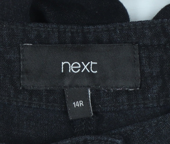 Next Women’s Black Linen Blend Straight Leg Trousers Size 14