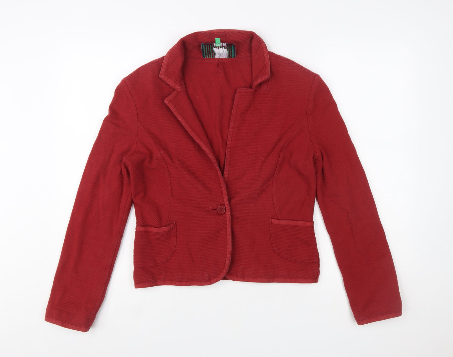Next Women's Red Cotton Blazer Jacket Size 14 Classic Single-Breasted