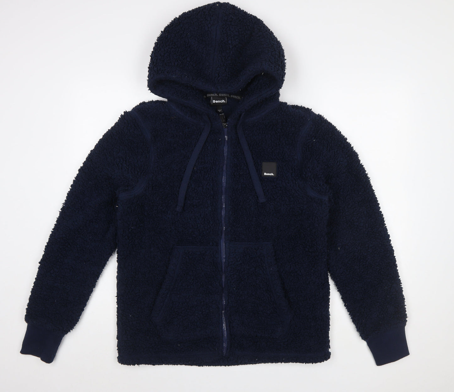Bench Men's Blue Fleece Hooded Full Zip Jacket Size S