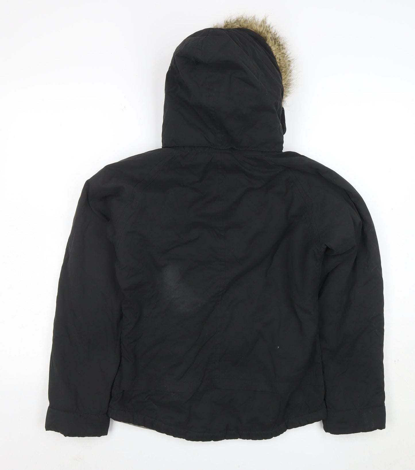 Bench Women’s Black Hooded Parka Jacket S Faux Fur Trim Lined