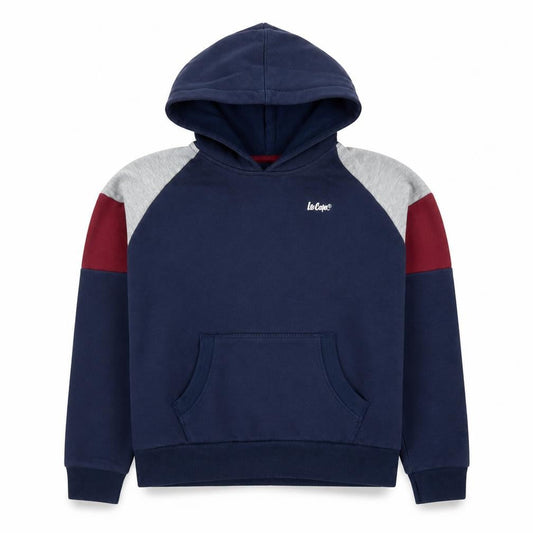 Lee Cooper Boys Blue Colourblock Pullover Hoodie 9-10 Years