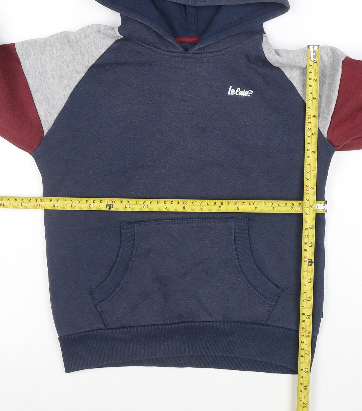 Lee Cooper Boys Blue Colourblock Pullover Hoodie 9-10 Years