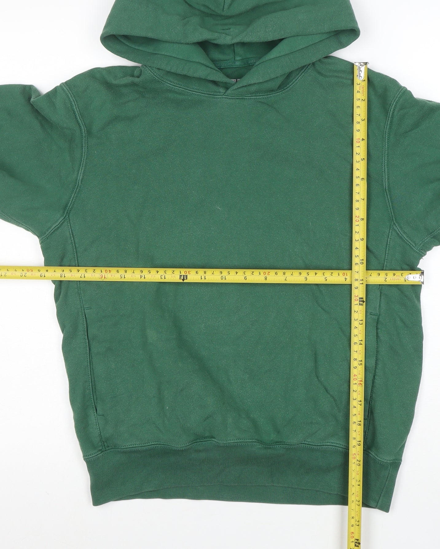 Uniqlo Boys Green Cotton Pullover Hoodie Size S - Casual Classic Style