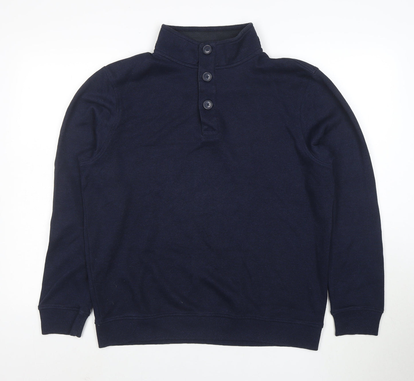 Maine New England Men's Blue Henley Sweatshirt L Classic Style