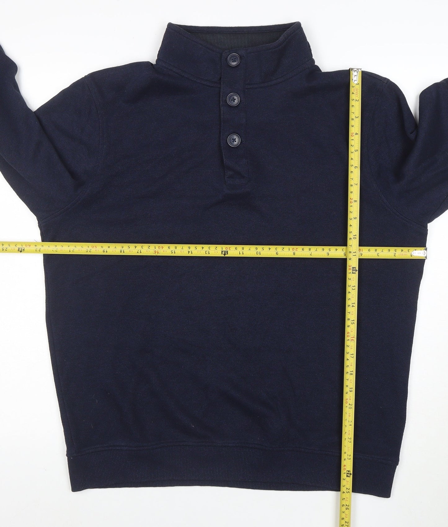 Maine New England Men's Blue Henley Sweatshirt L Classic Style