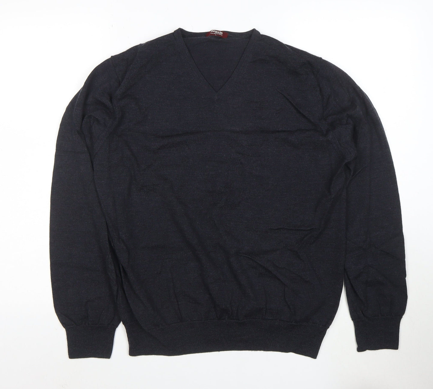 T.M. Lewin Men’s Black Merino Wool V-Neck Jumper L