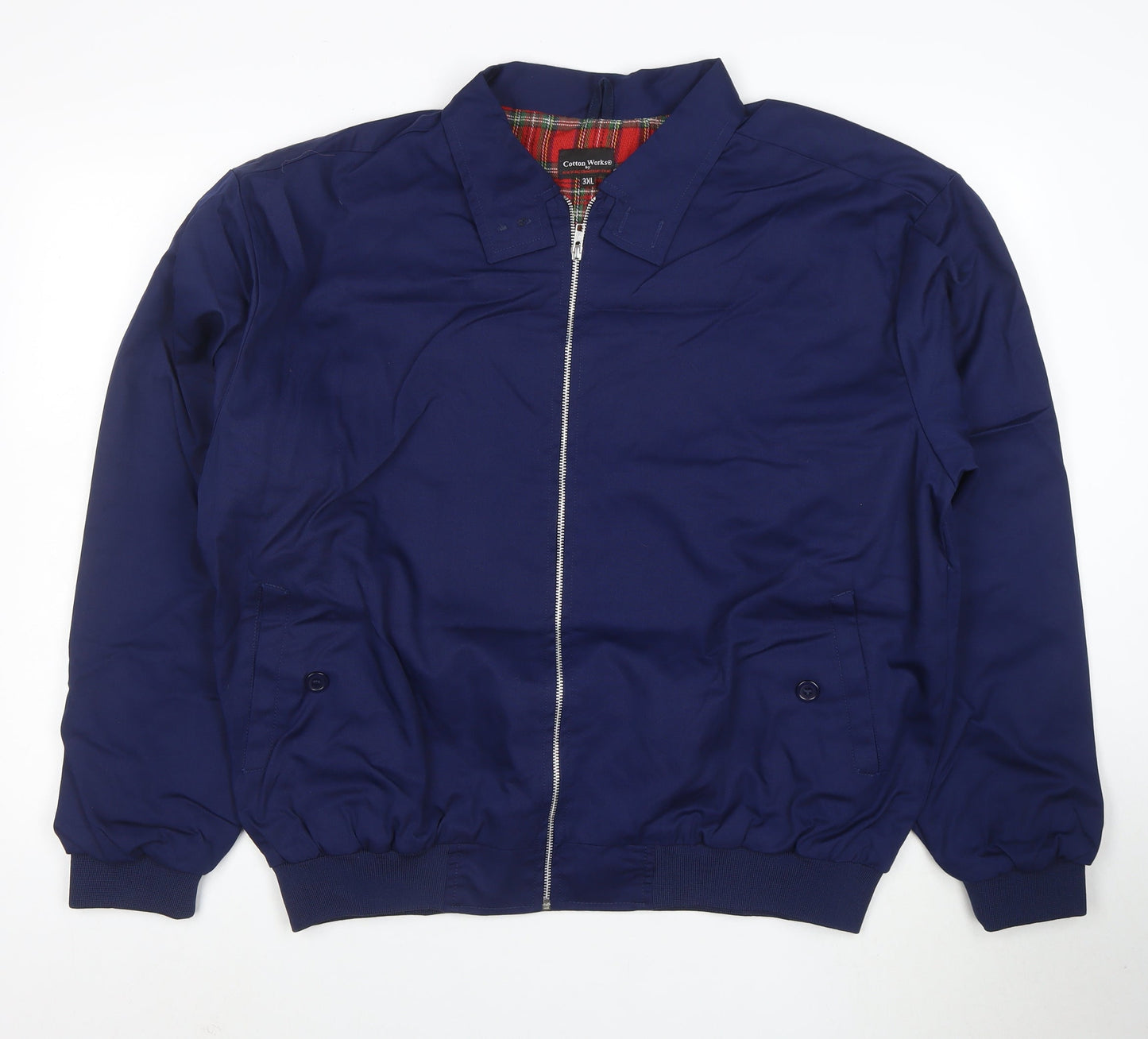 Cotton Works Men's Blue 3XL Bomber Jacket Polyester Cotton Lined