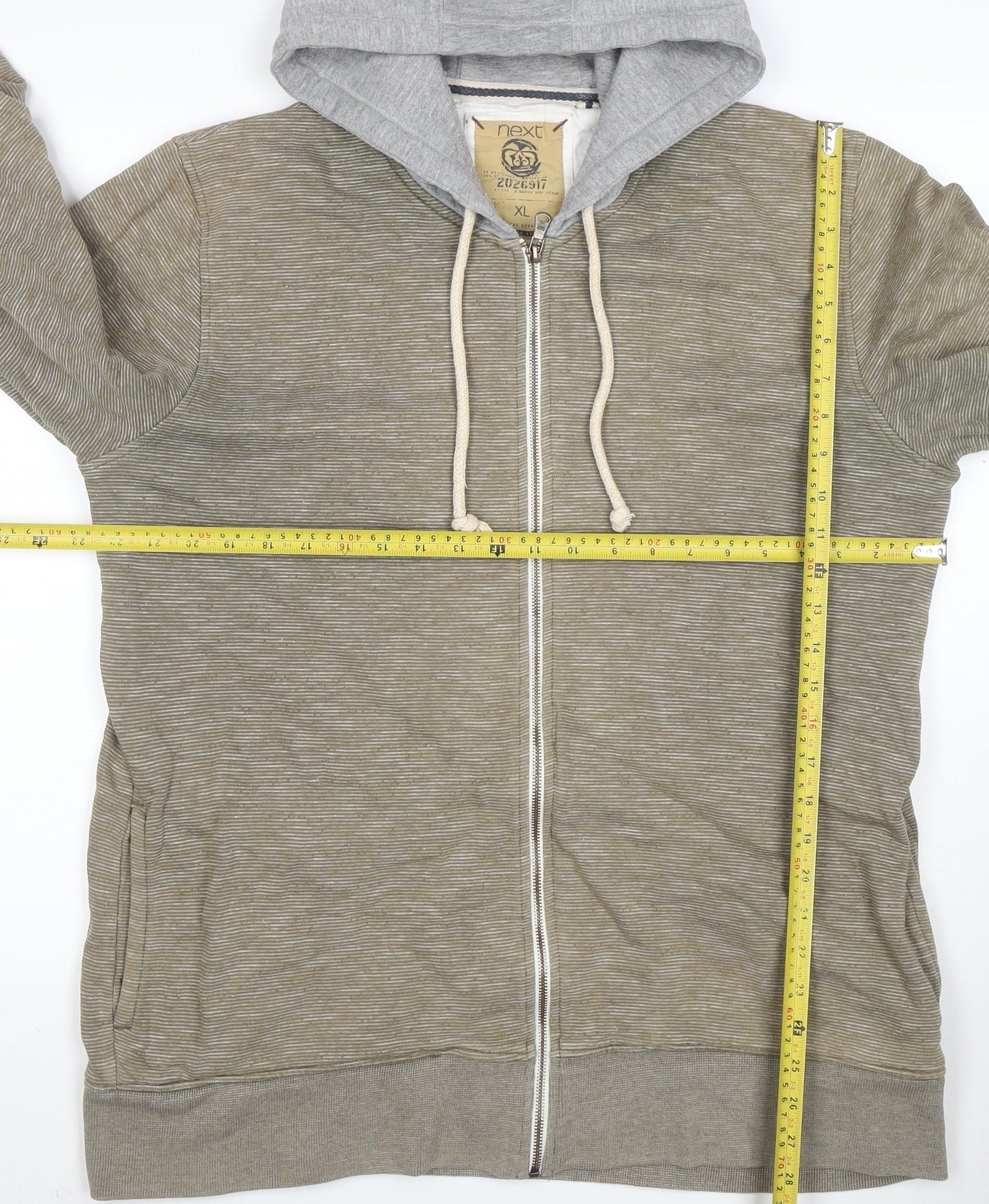 Next Men's Green Full Zip Hoodie XL Cotton Jersey