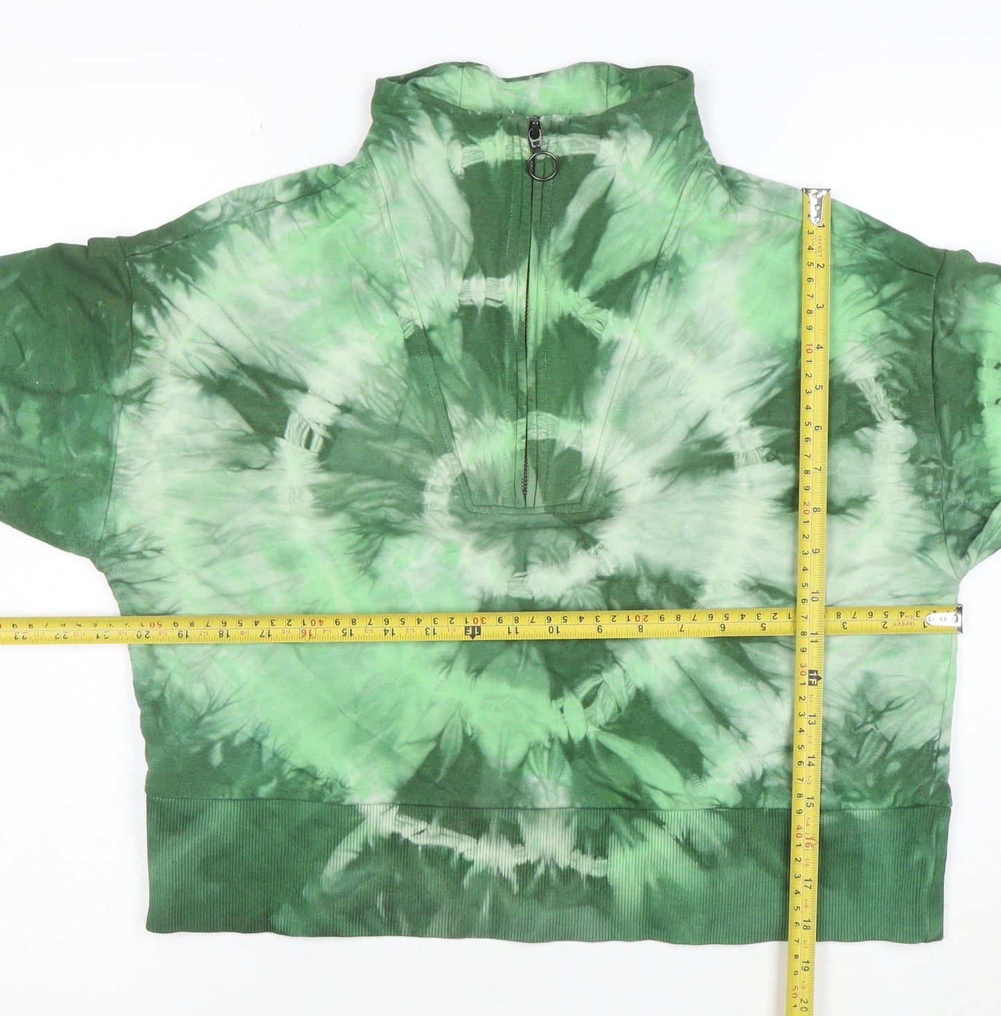 BAM Women’s Green Tie-Dye 1/2 Zip Sweatshirt Size S Organic Cotton Blend