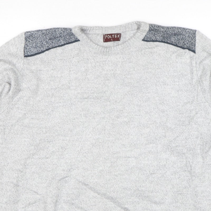 Additional view of Poltex men’s grey crew neck knit jumper, size L